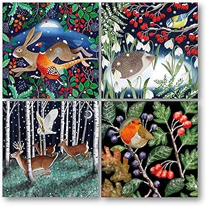 Museums & Galleries Charity Christmas Cards Pack of 20 - Assorted Designs - Woodland Animals - 4 x 5 Winter Wildlife Designs - Festive Christmas Cards Multipack - In Aid of UK Charities