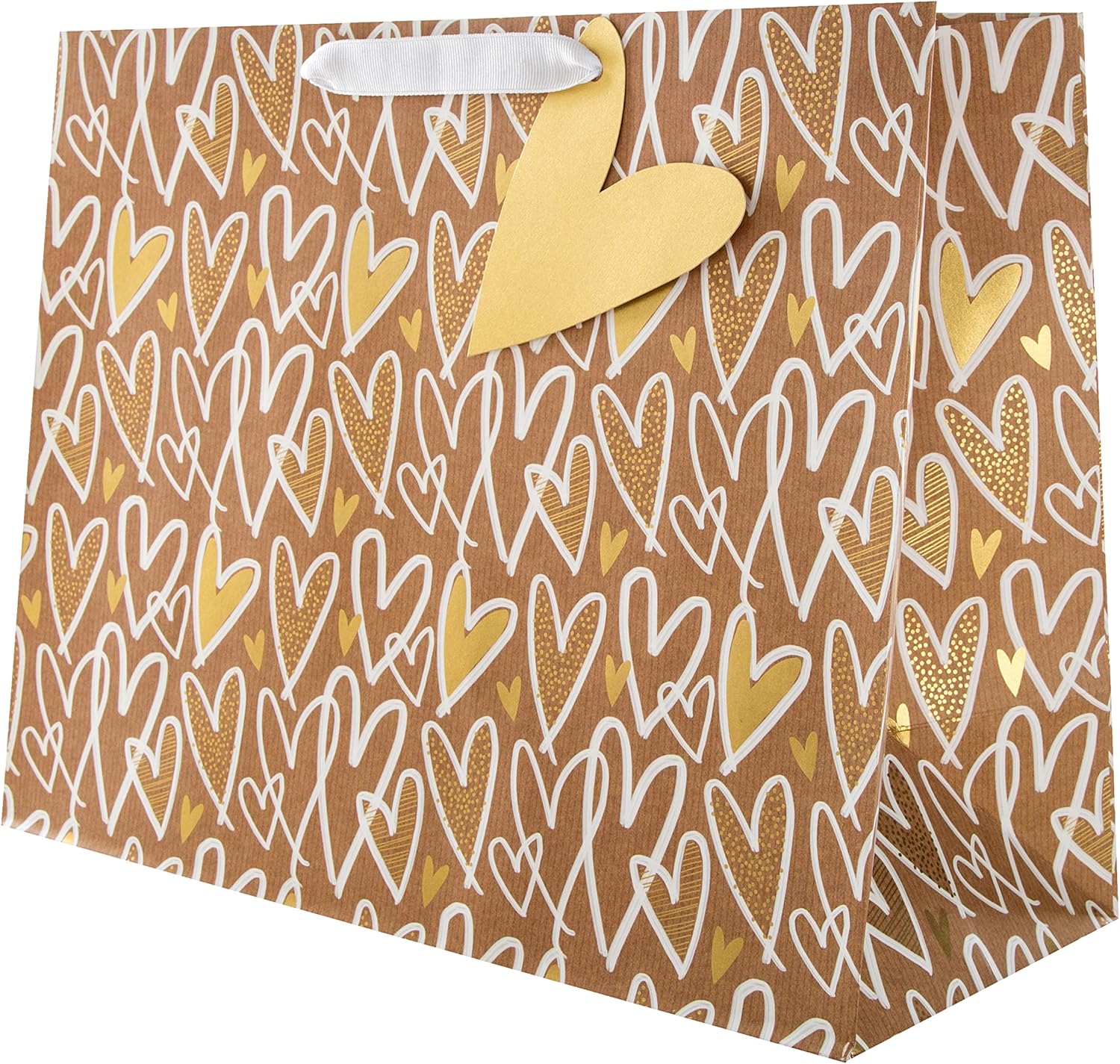 Hallmark Multi-Occasion Large Gift Bag - Kraft Hearts Design