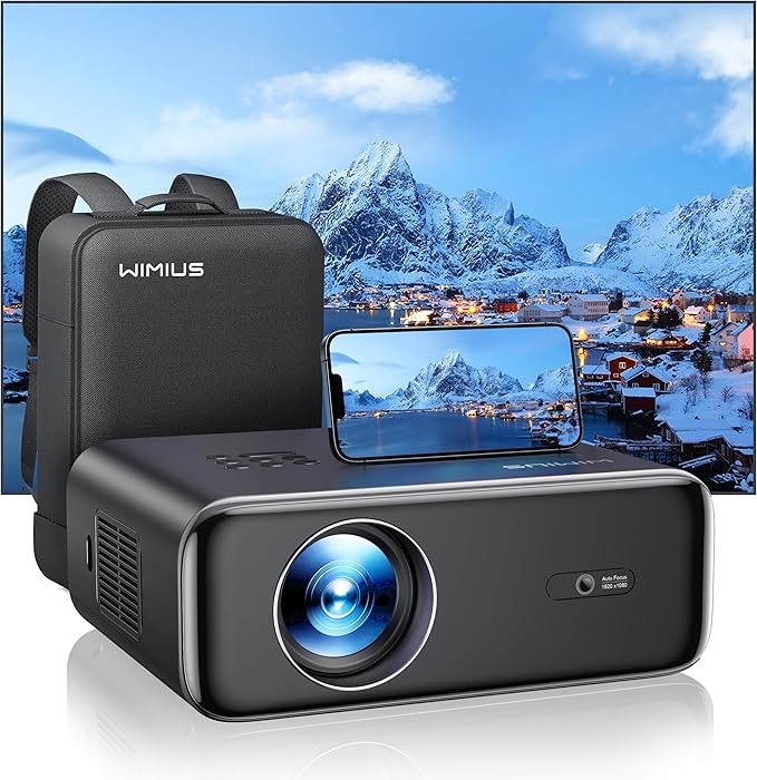 【Auto Focus & Keystone】Projector, 38000 Lumen WiFi 6 Bluetooth Full HD 1080P Portable Projector Supported 4K, 4D/4P Keystone 50% Zoom 300"Display Home Cinema Projectors for Smartphone/TV Stick/PPT/PS5