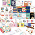 feela 40 Happy Birthday Cards Pack, 40 Designs Birthday Cards Multipack and 40 Blank Envelopes, 48 Pieces of Stickers 2 Washi Tapes, 10X15cm Blank Greeting Cards for Women, Men, Friends and Kids