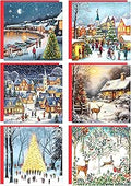 Charity Christmas Cards 2025 Pack of 12/24/48 | Multipack Xmas Cards for Family, Friends with Red envelopes - MADE IN UK