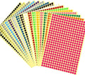 JANYUN 16 Sheets 6528 Pcs Sticky Coloured Dots Round Dot Labels Stickers Self Adhesive Circle Stickers Labels 16 Colors (6mm)