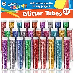 SOL 27pk Kids Glitter Tubes in 10 Assorted Vibrant Colours - Fine Glitter for Arts and Crafts, Slime, Card Making, Nail Art, and Decorations - Easy-Pour Shaker Pots for Kids and Adults