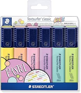 STAEDTLER 364 CWP6 Textsurfer Classic Pastel Highlighters - Assorted Colours (Pack of 6)