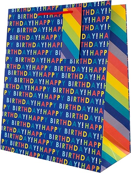 Hallmark Large Birthday Gift Bag - Rainbow Text Design