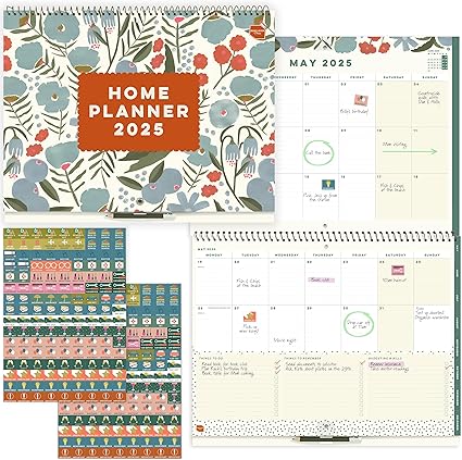 Boxclever Press Home Planner 2025 Calendar UK. Large Wall Calendar 2025 runs Now - Dec '25. Family Calendar 2025 with Monthly Checklists, Tabs & Stickers.