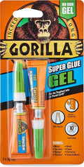 Gorilla Super Glue Gel, 3g (2 Pack) , All Purpose, Fast Setting, No Run Formula with Anti Clog Cap, Ideal for Metal, Ceramics, Leather & More