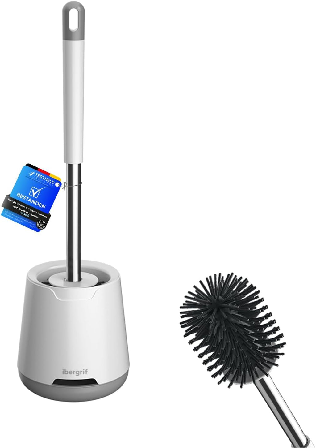 Ibergrif M34152 Silicone Toilet Brush & Holder Set